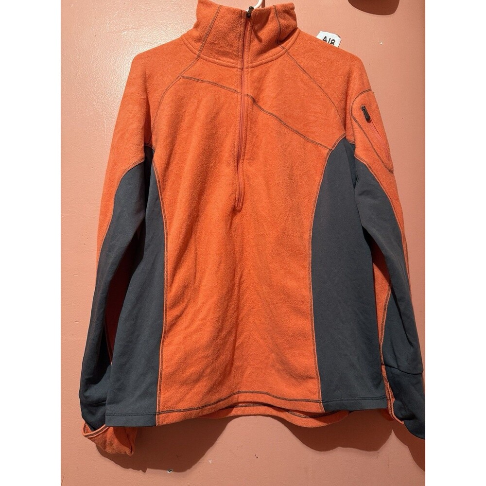 Columbia Womans Sweater M Medium Pink Gray Quarter Zip Pockets
